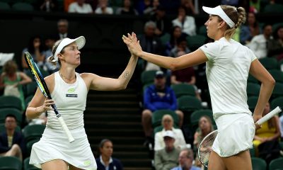 Elise Mertens (R) of Belgium and Storm Sanders (L) of Australia in action