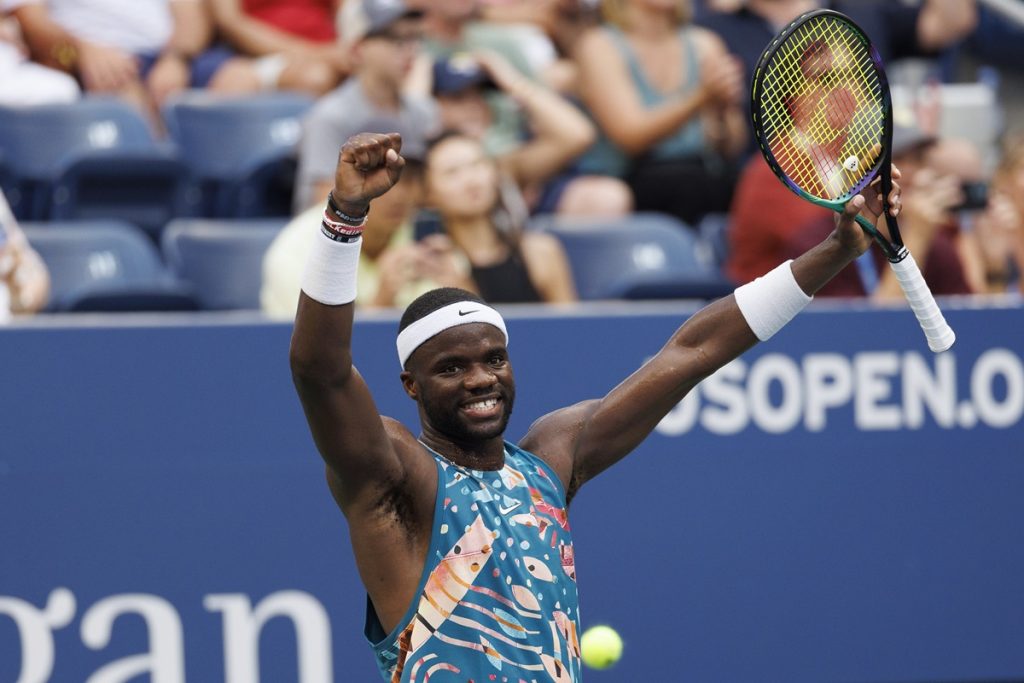 Frances Tiafoe of the United States celebrates