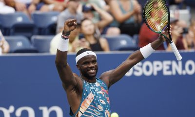 Frances Tiafoe of the United States celebrates