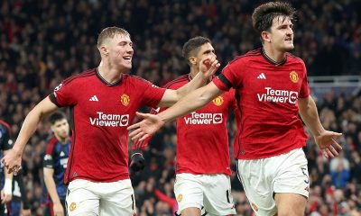 Harry Maguire (R) of Manchester United