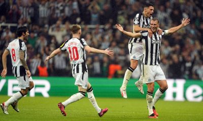 Newcastle United's Dan Burn celebrates scoring