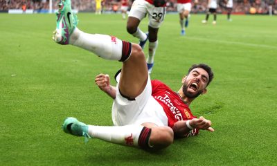 Manchester United's Bruno Fernandes celebrates scoring