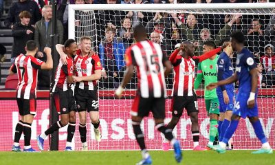 Brentford Celebrate 2nd Goal Against West Ham