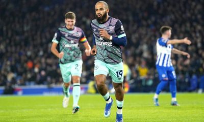 Bryan Mbeumo of Brentford celebrates against Brighton