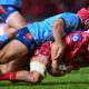 Mandatory Credit: Photo by Ashley Crowden/INPHO/Shutterstock/BackpagePix (13744210az) Scarlets vs Vodacom Bulls. Dan Davis of Scarlets is tackled by Johann Grobbelaar of Vodacom Bulls BKT United Rugby Championship, Parc y Scarlets, Wales - 27 Jan 2023