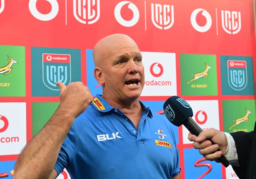 John Dobson, head coach of the Stormers after the United Rugby Championship 2024/25 game between the Stormers and Sharks at Cape Town Stadium in South Africa on 28 December 2024 © Ryan Wilkisky/BackpagePix