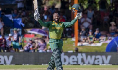 Temba Bavuma(C)of South Africa after reaching his 100 during the 2nd match of the 2023 Betway ODI Series between South Africa and England held at Mangaung Oval in Bloemfontein on 29 January 2023 ©Frikkie Kapp/BackpagePix