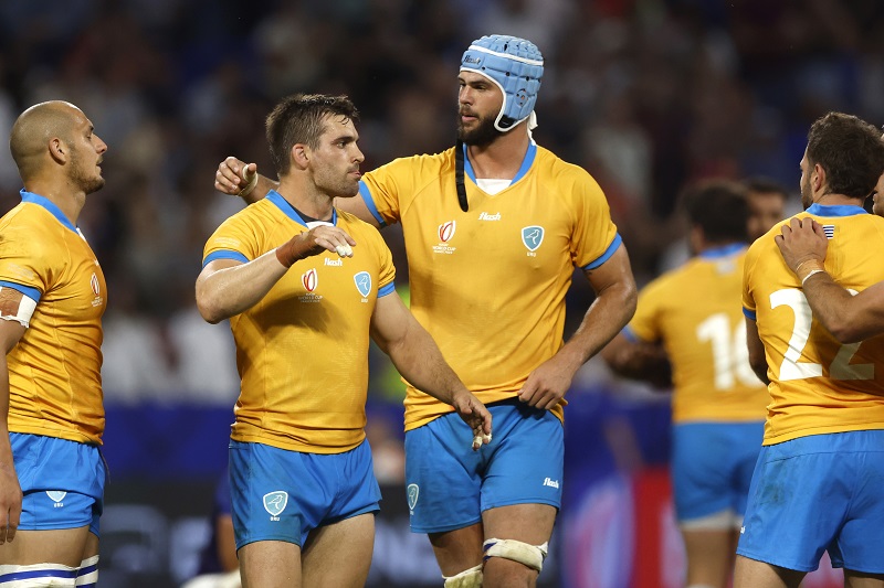 Uruguay's players celebrate their win