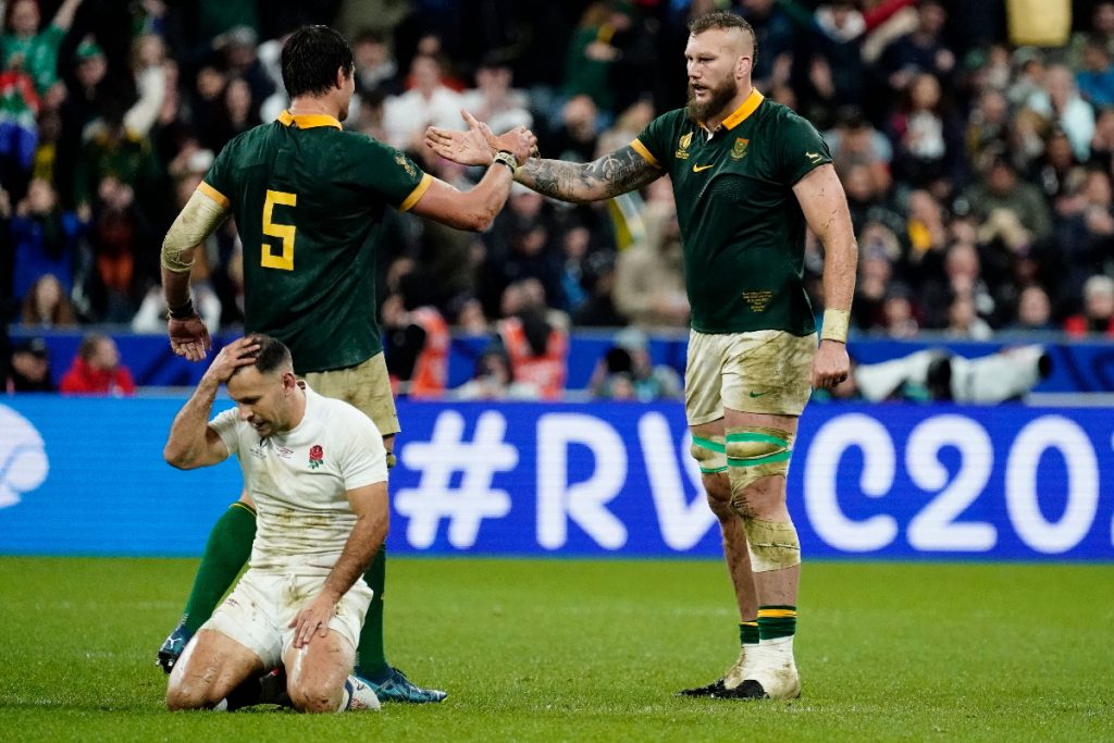 RG Snyman and Franco Mostert of the Springboks