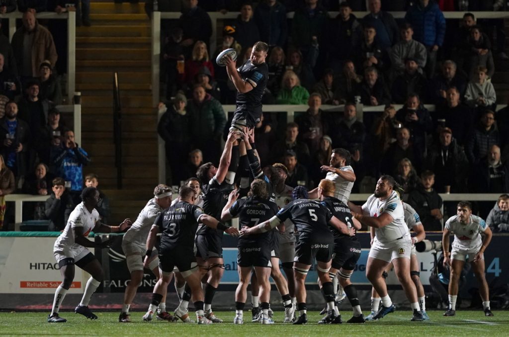 Callum Chick of Newcastle wins a lineout - Gallagher Premiership