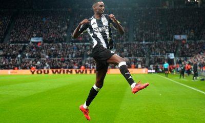 Newcastle United's Alexander Isak scores their side's first goal of the game during the Premier League match at St. James' Park, Newcastle upon Tyne. Picture date: Wednesday January 15, 2025.