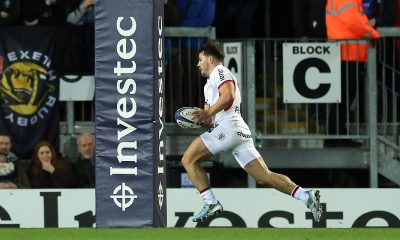 Stade Toulousain's Antoine Dupont scores their side's first try of the game during the Investec Champions Cup match at Sandy Park, Exeter. Picture date: Sunday December 15, 2024.