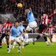 Christian Noorgard scores against Manchester City