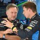 epa11573343 Red Bull Racing team principal Christian Horner (L) and driver Max Verstappen of Netherlands (R) talk during the first practice session for the Formula One Grand Prix of Italy, in Monza, Italy,