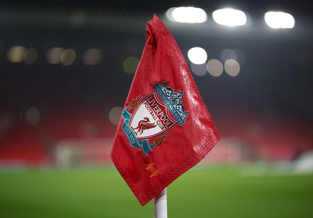 epa11842582 The corner flag inside Anfield stadium ahead of the UEFA Champions League league phase match between Liverpool FC and LOSC Lille, in Liverpool, Britain, 21 January 2025. EPA/ADAM VAUGHAN