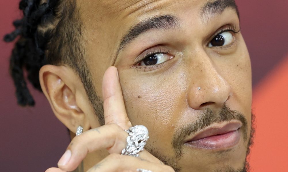 epa11758454 Mercedes driver Lewis Hamilton of Britain attends a press conference ahead of the Formula One Abu Dhabi Grand Prix, in Abu Dhabi, United Arab Emirates, 05 December 2024.