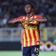 epa11618222 US Lecce's Patrick Dorgu celebrates after scoring the 1-0 goal during the Italian Serie A soccer match between US Lecce and Parma Calcio, in Lecce, Italy, 21 September 2024. EPA/ABBONDANZA SCURO LEZZI