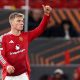 epa11746494 Rasmus Hojlund of Manchester United celebrates after scoring the 2-2 during the UEFA Europa League match between Manchester United and Bodo/Glimt in Manchester, Great Britain, 28 November 2024. EPA/ADAM VAUGHAN