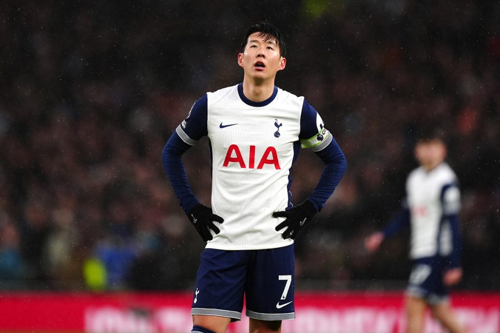 Tottenham Hotspur's Son Heung-Min appears frustrated during the Premier League match at Tottenham Hotspur Stadium, London. Picture date: Sunday January 26, 2025.