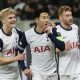 epa11848106 Heung-Min Son of Tottenham (C) celebrates with teammates after scoring the 1-3 lead during the UEFA Europa League match between TSG 1899 Hoffenheim and Tottenham Hotspur, in Sinsheim, Germany, 23 January 2025.