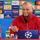 epa11703020 Head coach Vincent Kompany of Munich attends a press conference in Munich, Germany, 05 November 2024. Bayern Munich will face Benfica in a UEFA Champions League match on 06 November in Munich. EPA/ANNA SZILAGYI