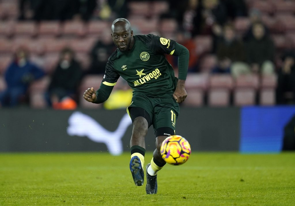 Brentford's Yoane Wissa scores their side's fifth goal of the game during the Premier League match at St Mary's Stadium, Southampton.