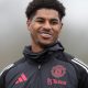 Manchester United's Marcus Rashford during a training session at the Trafford Training Centre, Carrington. Picture date: Wednesday January 22, 2025.