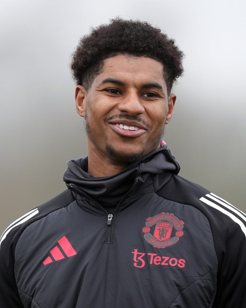 Manchester United's Marcus Rashford during a training session at the Trafford Training Centre, Carrington. Picture date: Wednesday January 22, 2025.