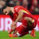 Liverpool's Mohamed Salah reacts during the Premier League match at Anfield, Liverpool.