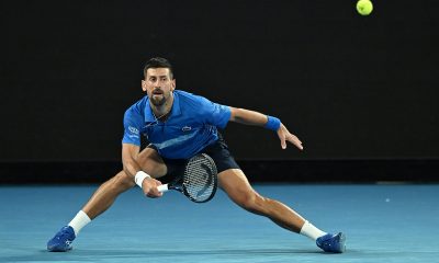 epa11835777 Novak Djokovic of Serbia plays a shot during the Men's Singles round four match against Jiri Lehecka of the Czech Republic at the Australian Open tennis tournament in Melbourne, Australia, 19 January 2025. EPA/JAMES ROSS AUSTRALIA AND NEW ZEALAND OUT