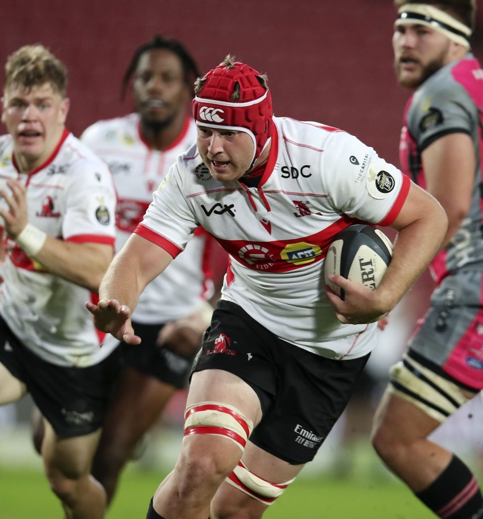 Francke Horn of the Lions during the 2023 Currie Cup match between Lions and Pumas at the Ellis Park Stadium, Johannesburg on the 28 April 2023 ©Muzi Ntombela/BackpagePix