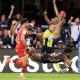 Jurenzo Julies of the Sharks score a try during the Investec European Rugby Championships Cup 2024/25 match between Sharks and Stade Toulousain at Kings Park Stadium in Durban on 11 January 2025