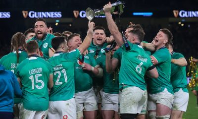 File photo dated 16/03/24 of Ireland players celebrating with the Guinness Six Nations trophy. Ireland are favourites to complete another title success, despite Farrell temporarily handed the reins to defence coach Simon Easterby. Issue date: Friday January 24, 2025.