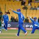 epa11912809 Afghanistan's wicket keeper appeal during the ICC Champions Trophy cricket match between South Africa and Afghanistan at National stadium in Karachi, Pakistan, 21 February 2025. EPA/SHAZAIB AKBER