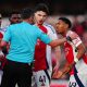 File photo dated 25-01-2025 of Arsenal's Myles Lewis-Skelly being shown a red card by referee Michael Oliver. Arsenal have been fined £65,000 by the Football Association after their players confronted referee Michael Oliver in the 1-0 victory over Wolves last month. Issue date: Monday February 17, 2025.