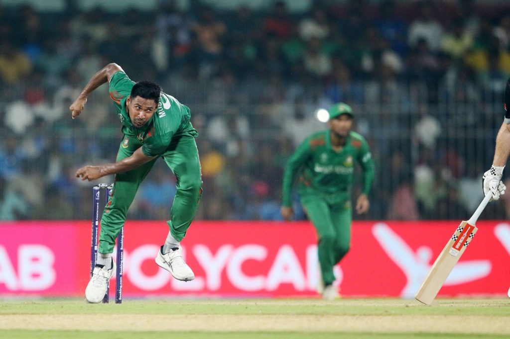 Mandatory Credit: Photo by R. Parthibhan/Shutterstock (14147196ca) Bangladesh's Mustafizur Rahman during ICC Cricket World Cup match between New Zealand and Bangladesh in Chennai. New Zealand v Bangladesh, ICC Men's Cricket World Cup, International Cricket ODI, MA Chidambaram Stadium, Chennai, India - 13 Oct 2023