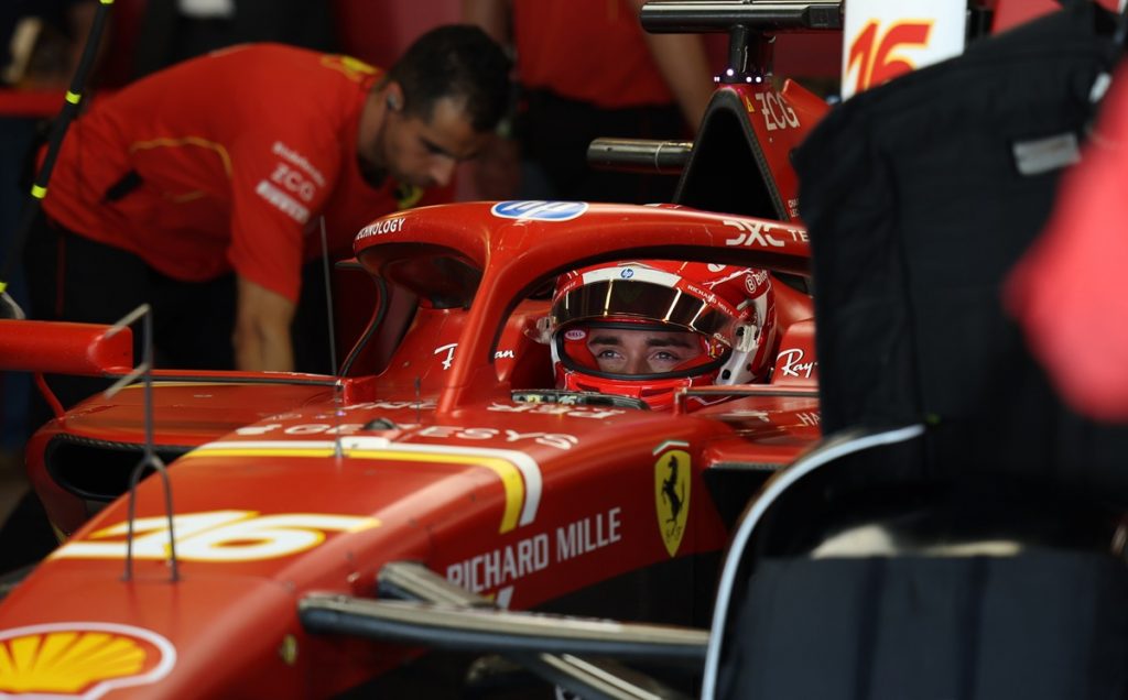 epa11767669 Scuderia Ferrari driver Charles Leclerc of Monaco sits in his car during the Formula One post-season test session at the Yas Marina Circuit racetrack in Abu Dhabi, United Arab Emirates, 10 December 2024. EPA/ALI HAIDER