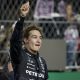 epa11737656 Mercedes driver George Russell of Britain reacts after winning the Formula One Las Vegas Grand Prix at the Las Vegas Strip Circuit in Las Vegas, Nevada, USA, 23 November 2024. EPA/SHAWN THEW