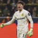 epa11771527 Dortmund goalkeeper Gregor Kobel yells during the UEFA Champions League match between Borussia Dortmund and FC Barcelona in Dortmund, Germany, 11 December 2024. EPA/FRIEDEMANN VOGEL