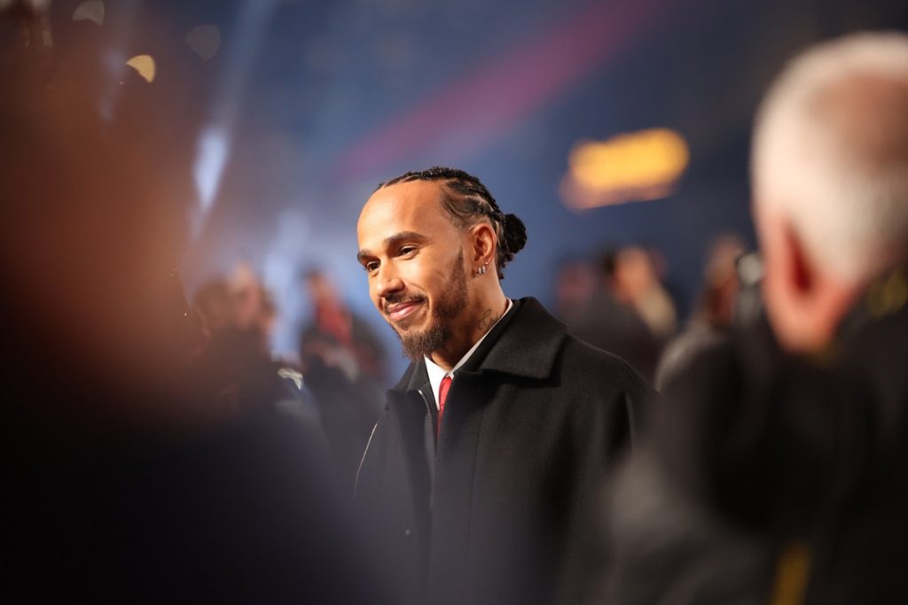 epa11906000 British driver Lewis Hamilton of Ferrari arrives ahead of the Formula One season launch event to mark the start of the sport’s 75th anniversary year at the O2 Arena in London, Britain, 18 February 2025. EPA/NEIL HALL