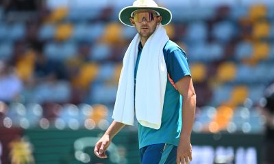 epa11102465 Josh Hazlewood of Australia looks on before play on Day 1 of the Second Test between Australia and the West Indies at the Gabba in Brisbane, Australia 25 January 2024. EPA/DARREN ENGLAND EDITORIAL USE ONLY, IMAGES TO BE USED FOR NEWS REPORTING PURPOSES ONLY, NO COMMERCIAL USE WHATSOEVER, NO USE IN BOOKS WITHOUT PRIOR WRITTEN CONSENT FROM AAP AUSTRALIA AND NEW ZEALAND OUT