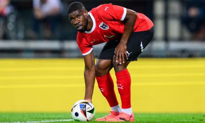 epa11390241 Kevin Danso of Austria in action during the friendly international soccer match between Austria and Serbia in Vienna, Austria, 04 June 2024. EPA/MAX SLOVENCIK