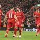 epa11926780 Alexis Mac Allister (C) of Liverpool celebrates with teammates after scoring his team's second goal during the English Premier League match between Liverpool FC and Newcastle United, in Liverpool, Britain, 26 February 2025. EPA/ADAM VAUGHAN EDITORIAL USE ONLY. No use with unauthorized audio, video, data, fixture lists, club/league logos, 'live' services or NFTs. Online in-match use limited to 120 images, no video emulation. No use in betting, games or single club/league/player publications.