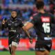 Lukhanyo Am of the Sharks reacts during the United Rugby Championship 2024/25 match between Bulls and Sharks at Loftus Versfeld Stadium in Pretoria on the 15 February 2025 © Samuel Shivambu/BackpagePix