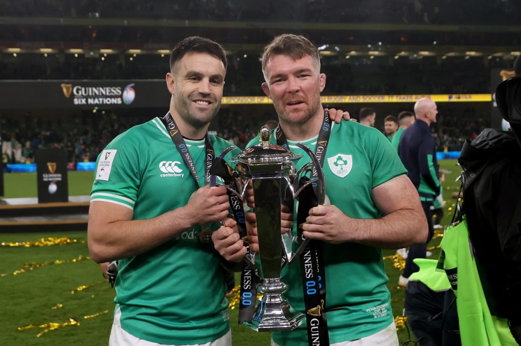 File photo dated 16-03-2024 of Ireland's Peter O'Mahony and Conor Murray celebrate with the trophy. Ireland trio Cian Healy, Peter O???Mahony and Conor Murray have announced they will end their international careers following the conclusion of this year???s Guinness Six Nations. Issue date: Thursday February 27, 2025.