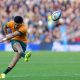 Australia's Noah Lolesio kicks a penalty kick during the Autumn International match at Scottish Gas Murrayfield Stadium, Edinburgh. Picture date: Sunday November 24, 2024.