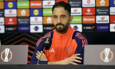 epa11861415 Manchester United's manager Ruben Amorim attends a press conference in Bucharest, Romania, 29 January 2025. Manchester United will face FCSB in their UEFA Europa League soccer match on 30 January 2025. EPA/ROBERT GHEMENT