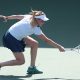 epa11900329 Donna Vekic of Croatia in action during her first round match against Sofia Kenin of USA at the Dubai Tennis Championships in Dubai, United Arab Emirates, 16 February 2025. EPA/ALI HAIDER