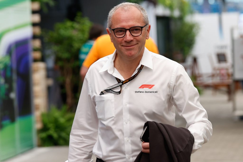 epa11697216 Formula One Group CEO Stefano Domenicali arrives at the paddock before the sprint race and the qualifying session for the Sao Paulo Formula One Grand Prix at Interlagos international racetrack in Sao Paulo, Brazil, 02 November 2024. EPA/ANDRE COELHO