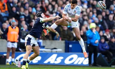 Italy's Tommaso Allan (right) and Scotland's Darcy Graham during the Guinness Six Nations match at Murrayfield Stadium, Edinburgh. Picture date: Saturday February 1, 2025.